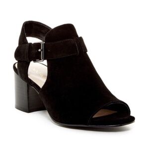 Nine West Ganci Black Suede Block Heel Sandal size 7